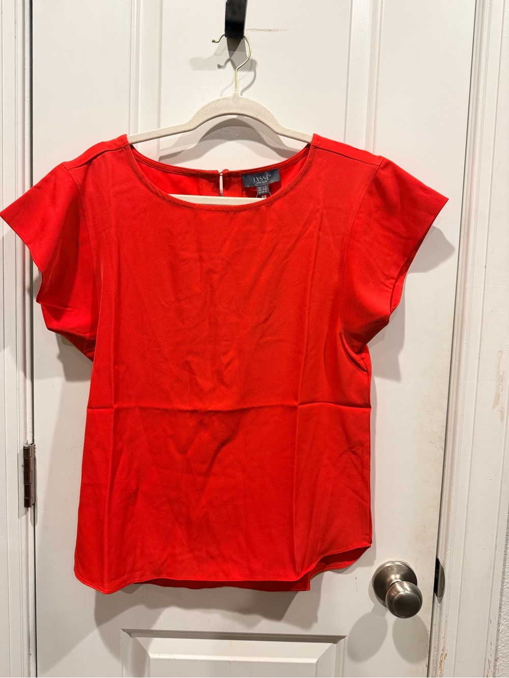 Lysse New York Funk Red Short Sleeve Blouse Top S NWT